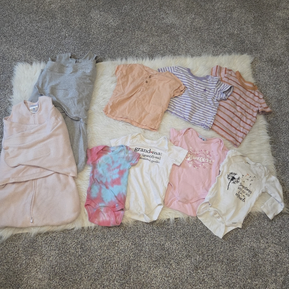 Baby Girl Clothing Lot - Pastel Pink, Peach, Tie-Dye